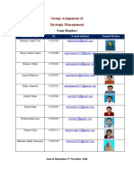 Group Assignment of Strategic Management: Team Members