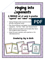 Springing Into Exponents: A FREEBIE Set of Cards To Practice "Squared" and "Cubed" Exponents