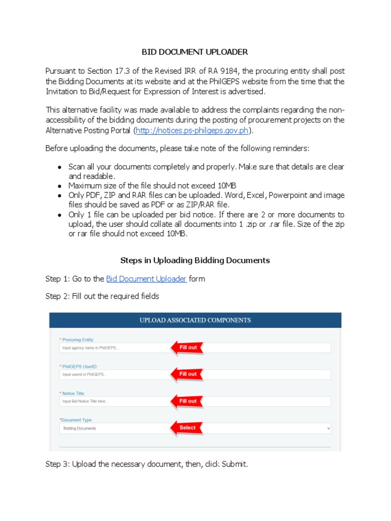 Bid Document Upload Guidelines | PDF