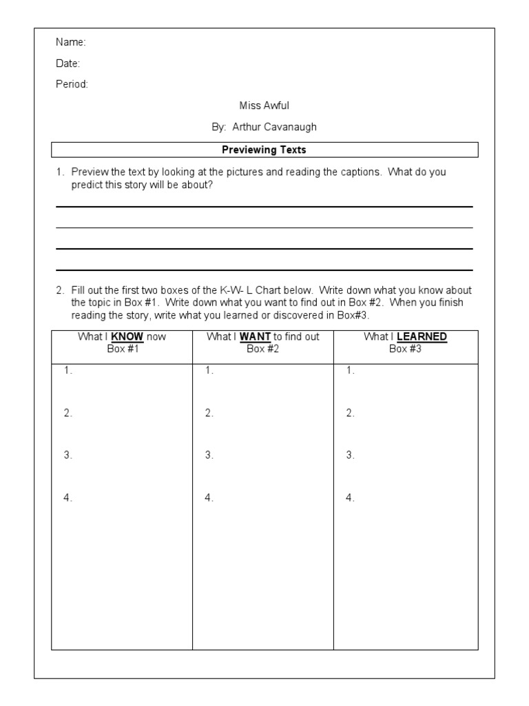 13-13-Miss Awful Worksheet | PDF