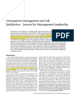 Participative Management and Job Satisfaction: Lessons For Management Leadership