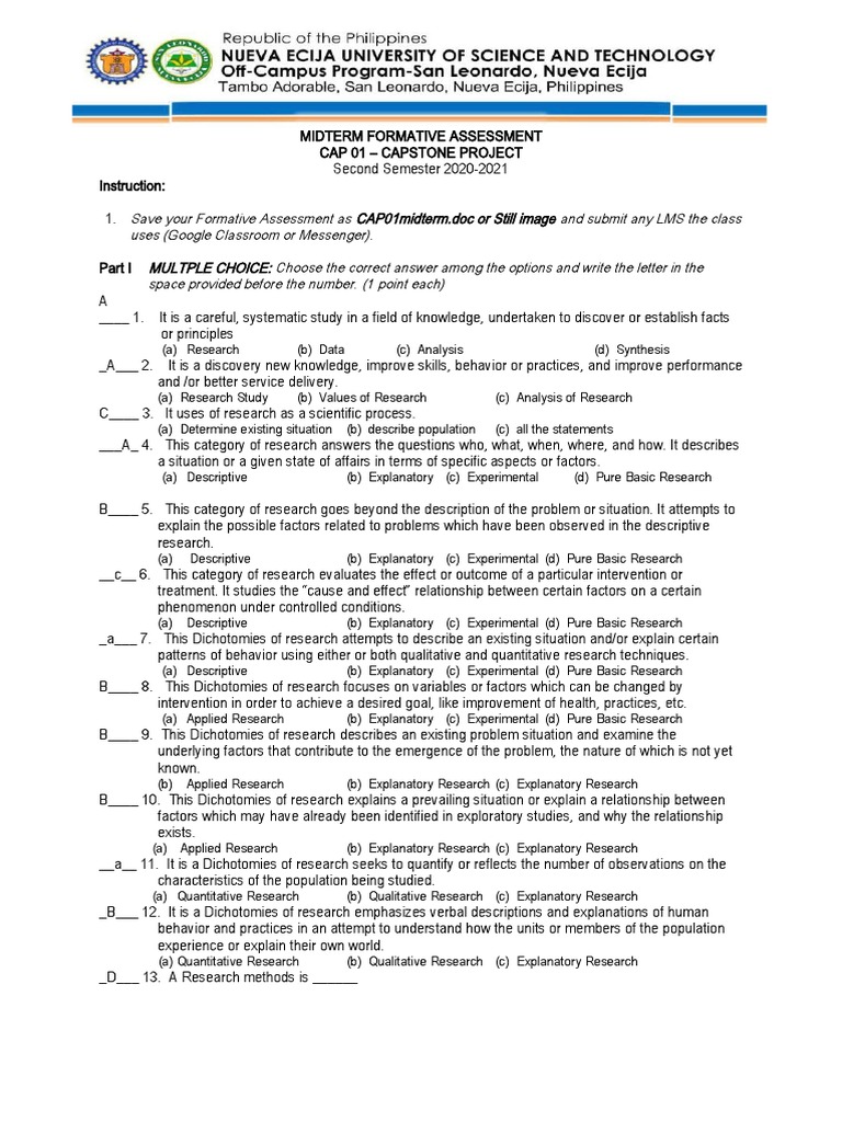 CAP 01 CAPSTONE PROJECT (Midterm) PDF Quantitative Research