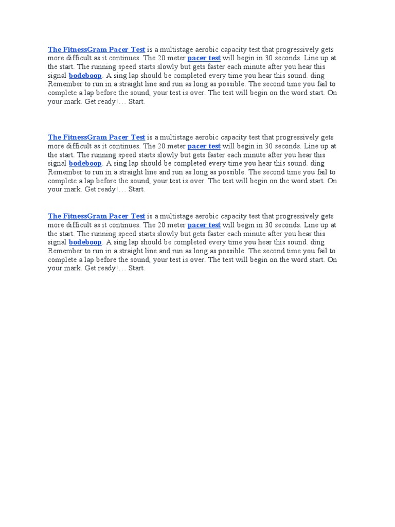 The Fitnessgram Pacer Test Pdf