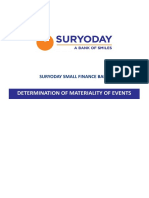 Determination of Materiality of Events: Suryoday Small Finance Bank