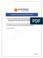 Suryoday Small Finance Bank Limited: Policy Under The Sebi (Prohibition of Insider Trading) Regulations, 2015