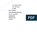 Submitted To: Ateequr Rehman Submitted By: Sidra Saleem Course Code:8609 Roll No:by628031 Course: Philosophy of Education Semester: Spring, 2020 Level:B.Ed (1.5) Assignment No .2 Unit (5-9)