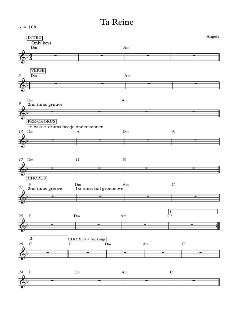 Angèle Ta Reine PDF Song Structure Musical Forms