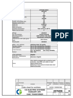 Order Sheet For Ventilator: CG Electric Systems Hungary ZRT