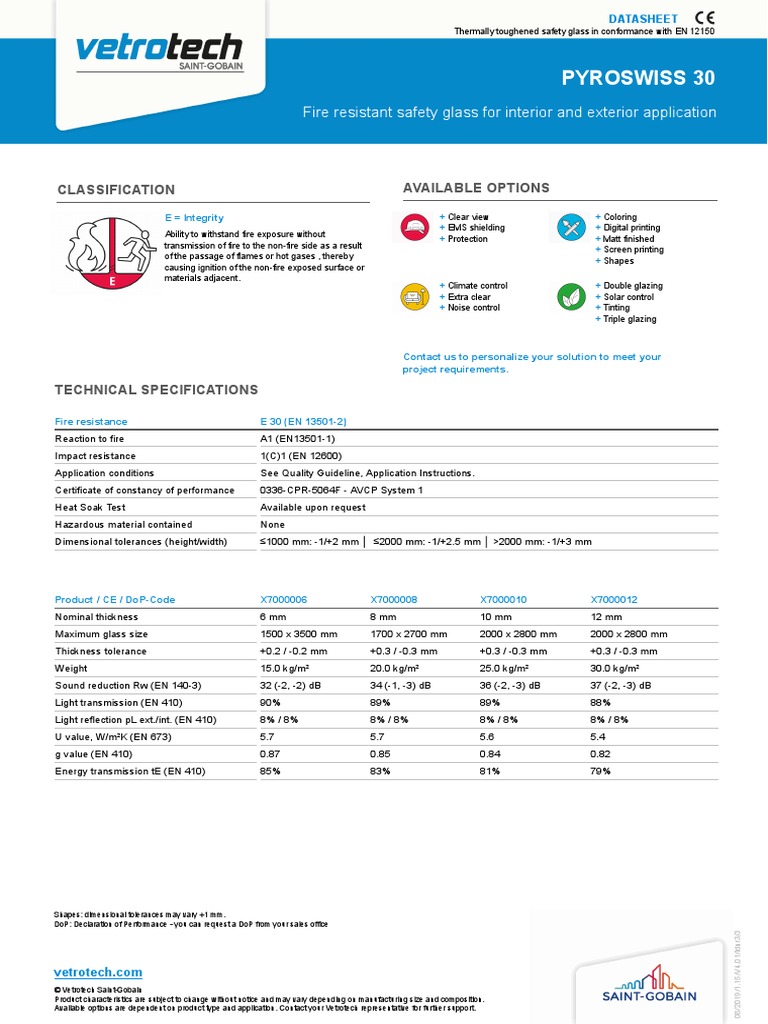 Pyroswiss 30: Fire Resistant Safety Glass For Interior and Exterior ...