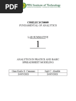 Fundamental of Analytics: CSSELEC3/CS0009