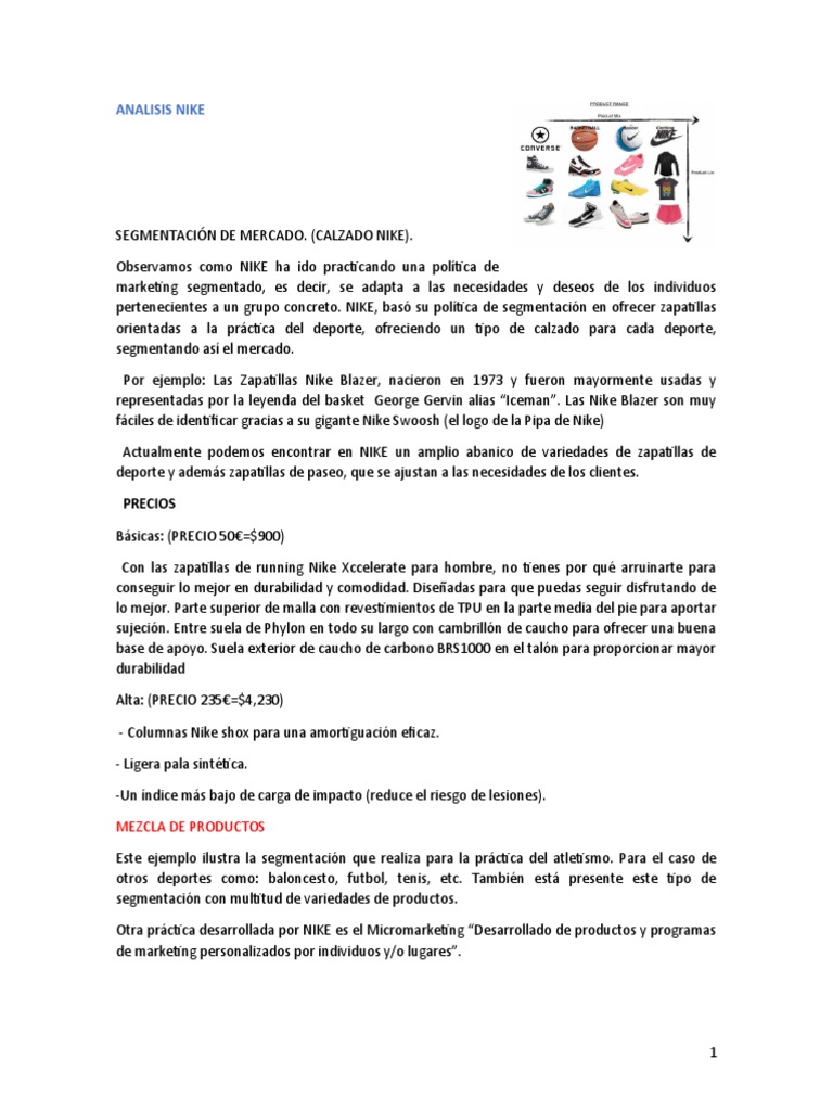 ironía nudo Centro de niños Nike Analisis | PDF | Producto (Negocio) | Marketing