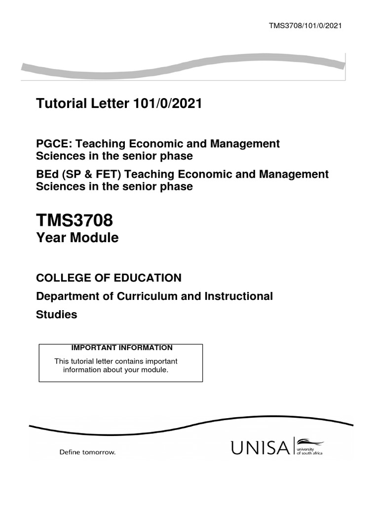 TMS3708: Teaching EMS Module Guide | PDF | Plagiarism | Teachers