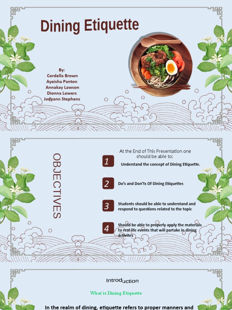 Dining Etiquette PDF Food And Drink Eating Behaviors Of Humans