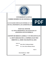 Gestión de riesgo laboral y su influencia en la rentabilidad de Electro Oriente S.A