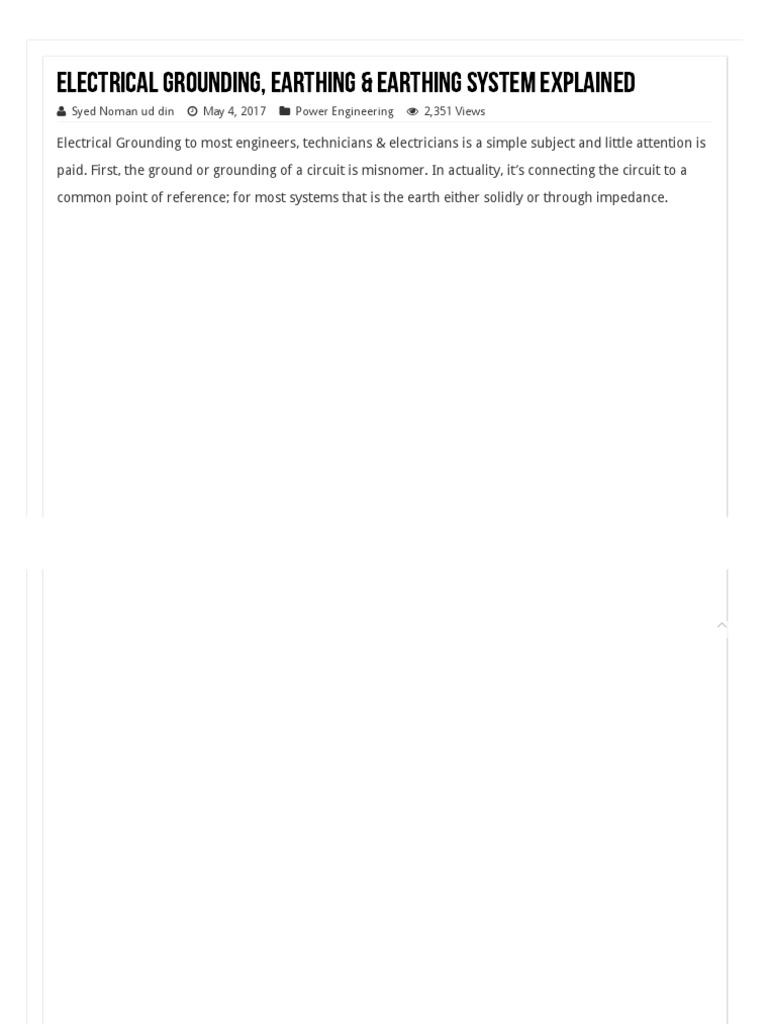 Understanding Electrical Earthing Systems | PDF | Electrical Substation ...