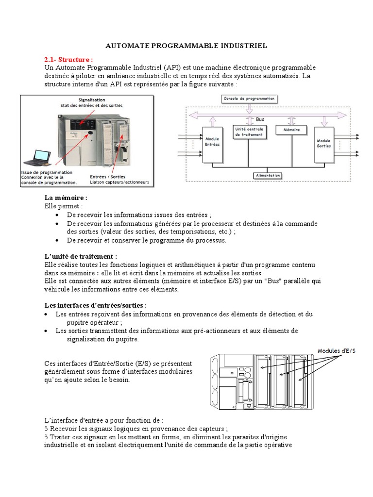 Programmation des Automates Industriels | PDF | Automate programmable ...