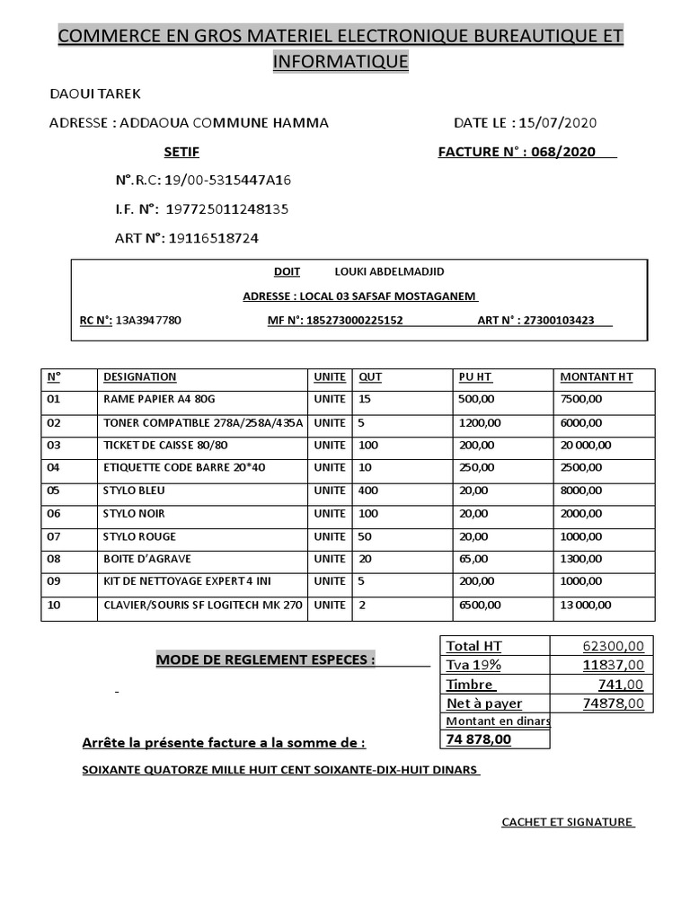Facture électronique matériel informatique | PDF