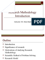 Research Methodology: Instructor: Mr. Abdul Basit