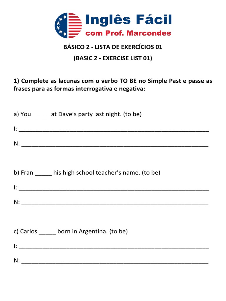 1 ingl s f cil exerc cios b sico 2 pdf linguistic morphology