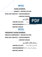 Emergency Phone Numbers English and Arabic