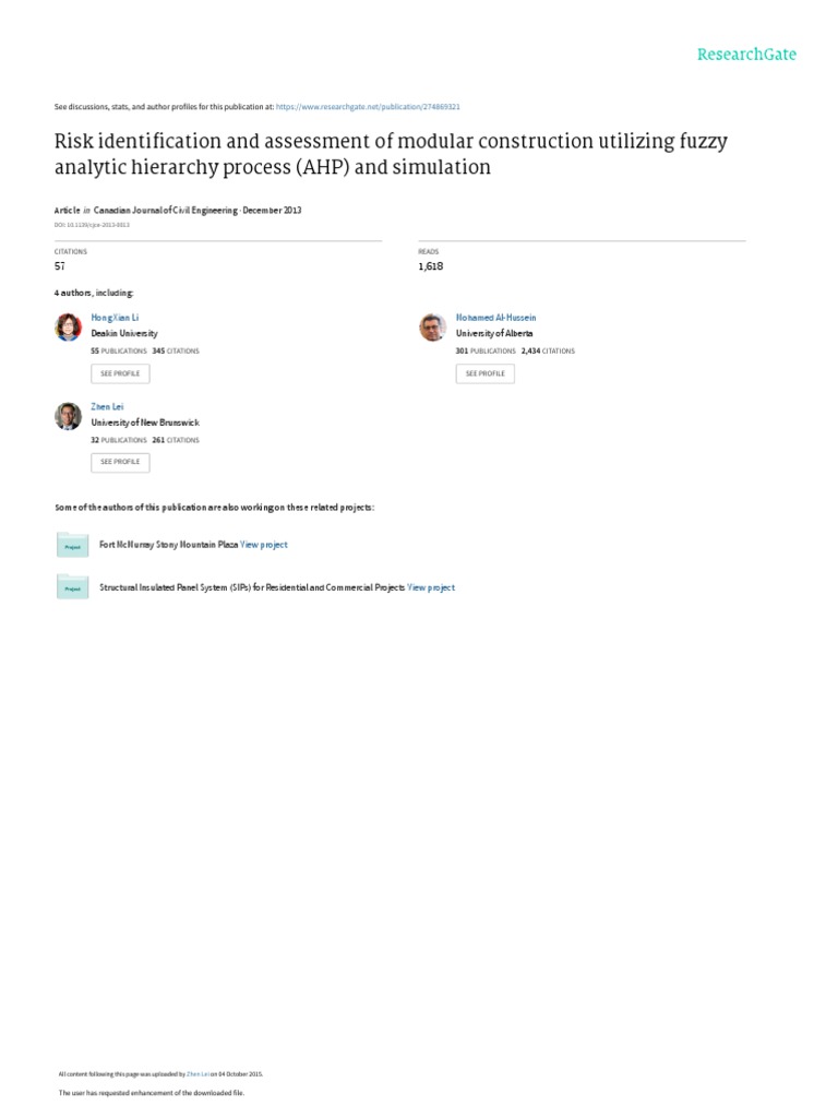 Risk Identification and Assessment of Modular Cons | PDF | Risk | Risk ...