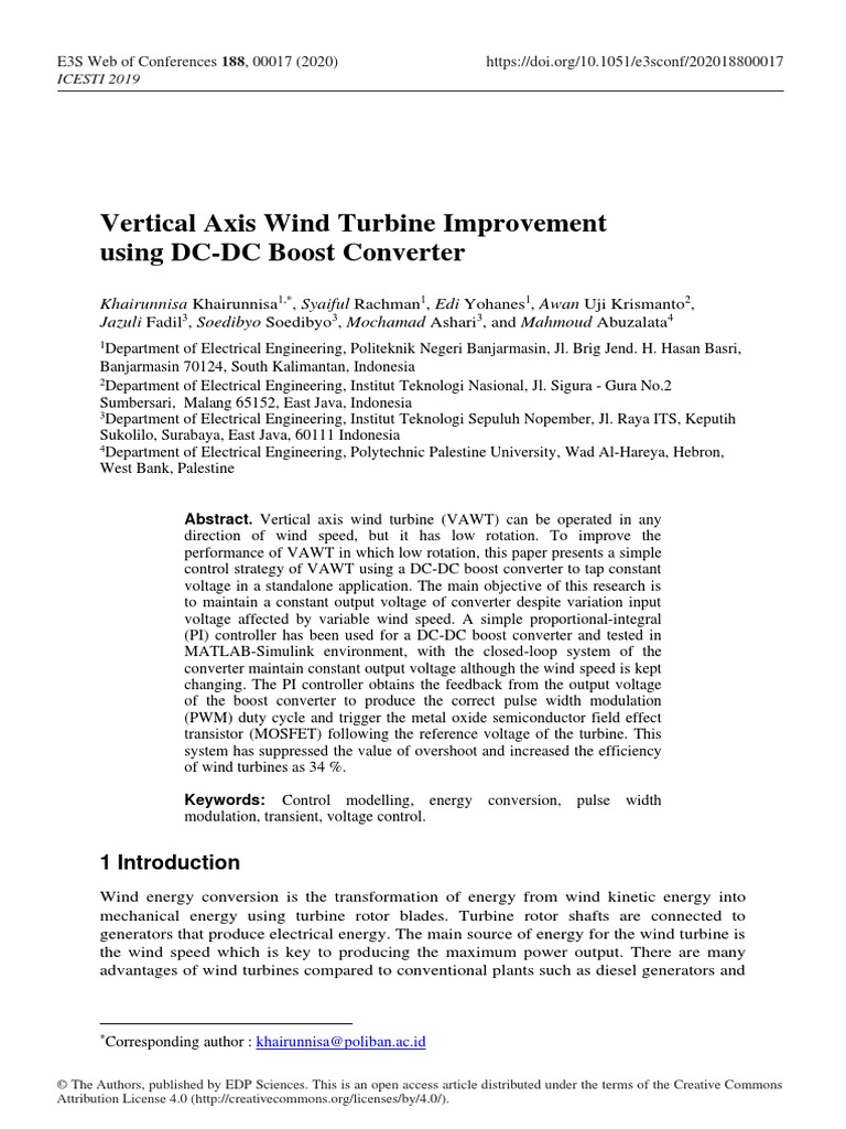 Vertical Axis Wind Turbine Improvement | PDF | Control Theory | Wind ...