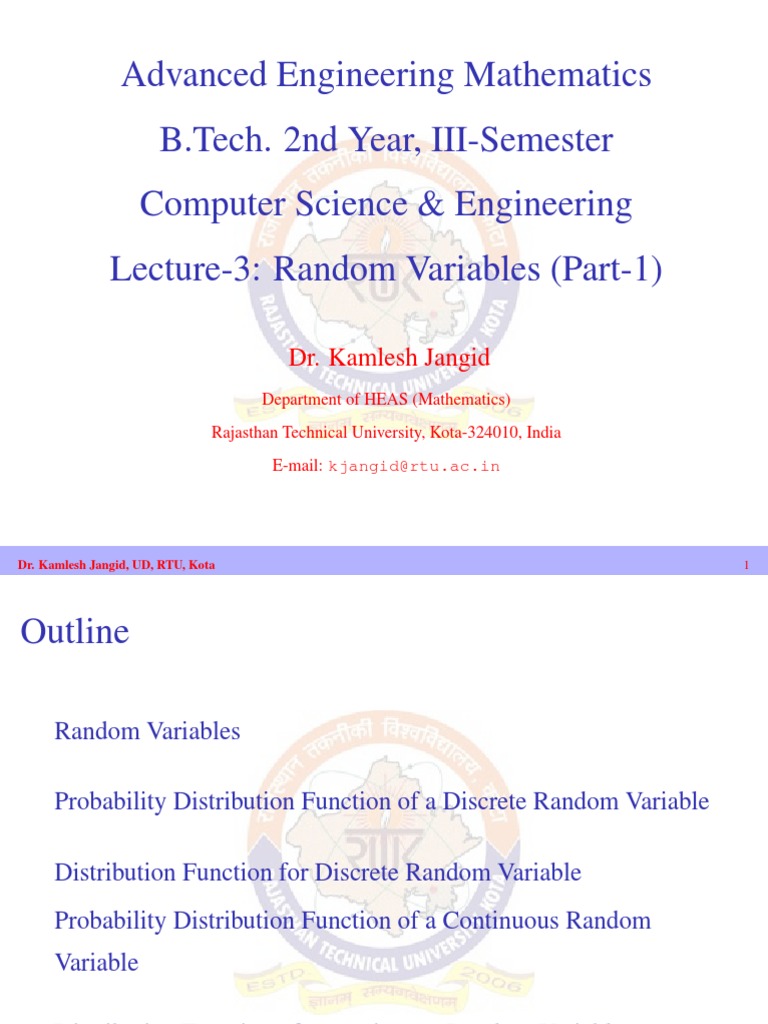 Advanced Engineering Mathematics B.Tech. 2nd Year, III-Semester ...