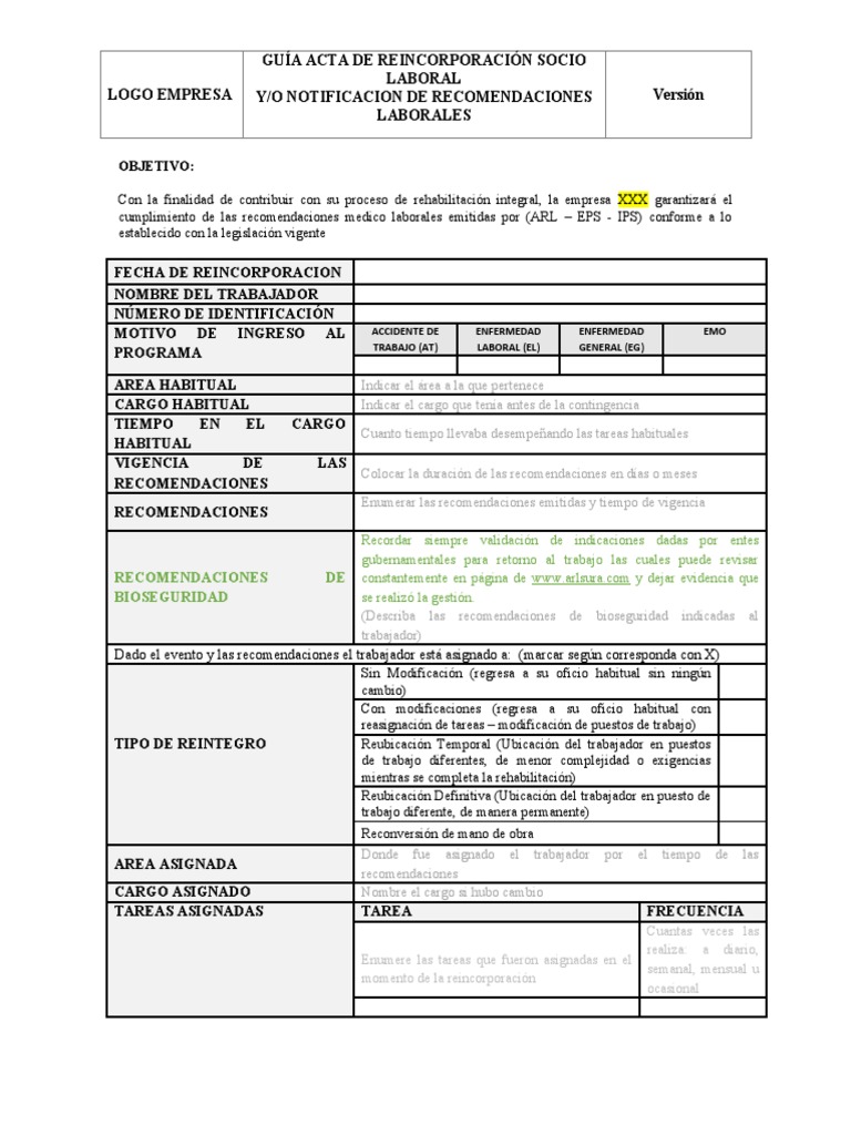 Guía de Reincorporación Laboral y Recomendaciones | PDF | Business ...