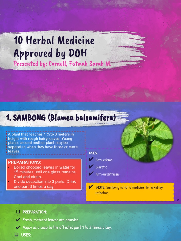 10 Herbal Medicine Approved by DOH Presented By Cornell, Fatmah Sarah