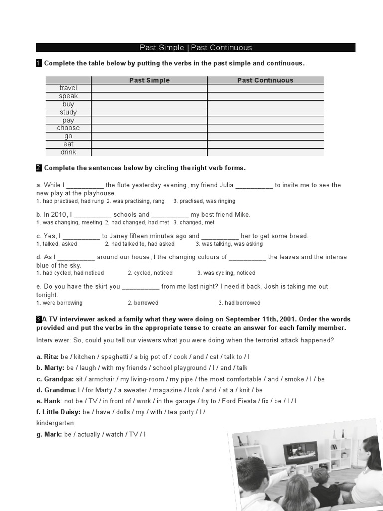 Past Simple - Past Continuous: Travel Speak Buy Study Pay Choose Go Eat ...