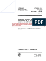 IRAM 301-00. ISO 17025-99 – Requisitos Generales Para La Competencia de Los Laboratorios de Ensay