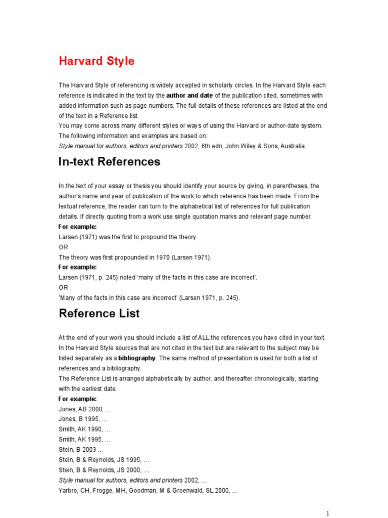 harvard style assignment format