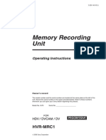 Sony HVRMRC1K - Mem Recording Unit Operating Instructions Manual