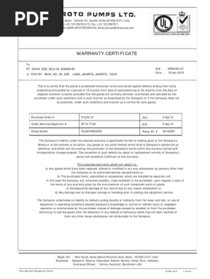 WARRANTY CERTIFICATE