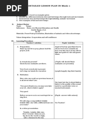Lesson Plan in Music