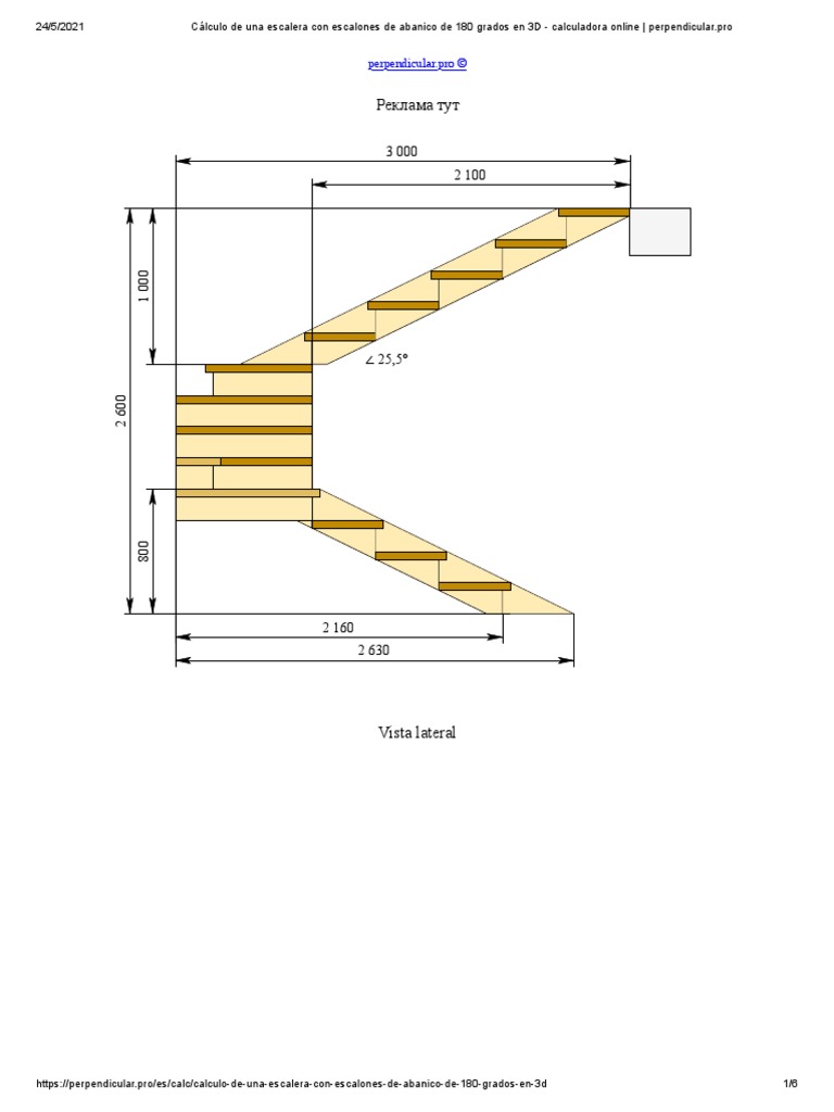 impresión almuerzo veinte Cálculo de Una Escalera Con Escalones de Abanico de 180 Grados en 3D - Calculadora  Online - Perpendicular - Pro | PDF | Enseñanza de matemática | Science