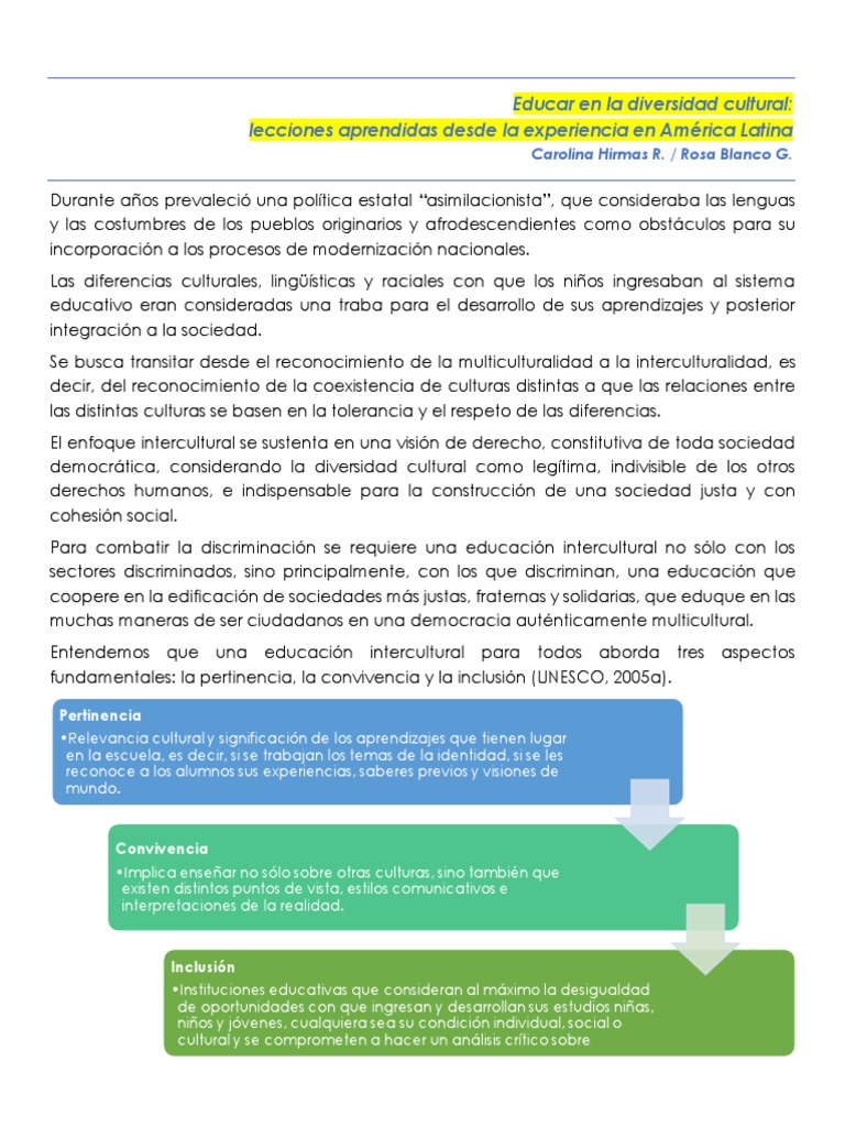 Educar en La Diversidad Cultural | PDF | Interculturalidad | Inclusión ...
