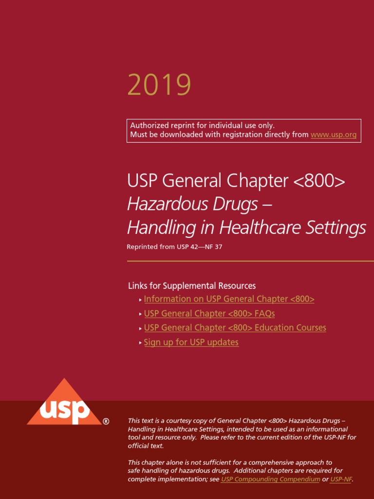 Usp general chapter hazardous drugs handling in healthcare settings