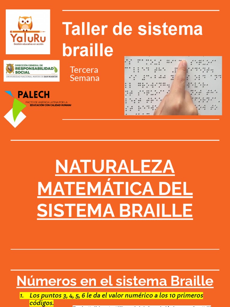 Matemáticas en Braille: Taller Práctico | PDF | Notación Matemática ...