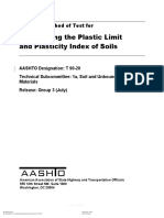 Determining The Plastic Limit and Plasticity Index of Soils: Standard Method of Test For