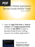 Demo For Mobile Application: Baroda Etrade Mobile Trader: Demo By: Team BOBCAPS