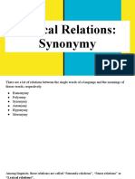 Lexical Relations - Synonymy
