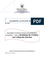 Learning Activitiy Sheet: Identifying The Problem and Asking The Question