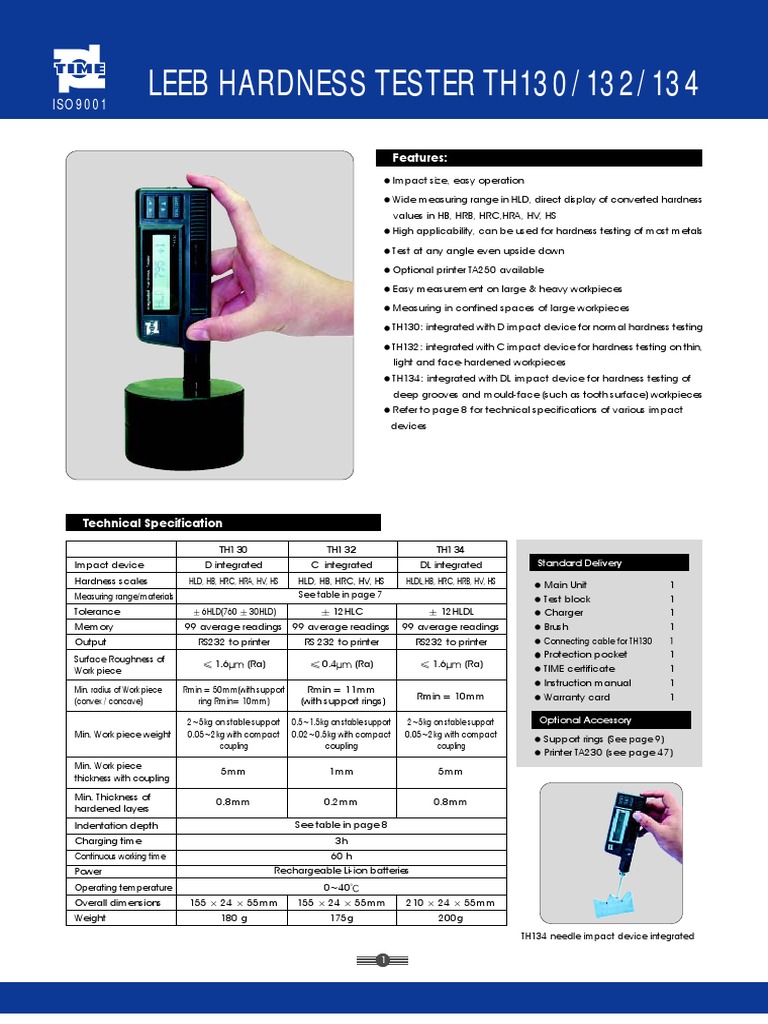 Hardness Tester Time TH130 TH134 PDF Hardness Materials