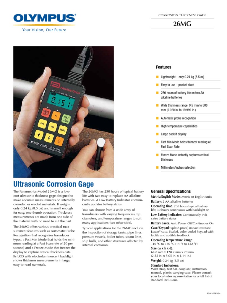 OLYMPUS Ultrasonic Thickness Gauge 26MG PDF Ultrasound Backlight