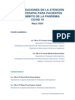 recomendaciones en la atencion de fisioterapia para pacientes en el ambito de la pandemia COVID 19