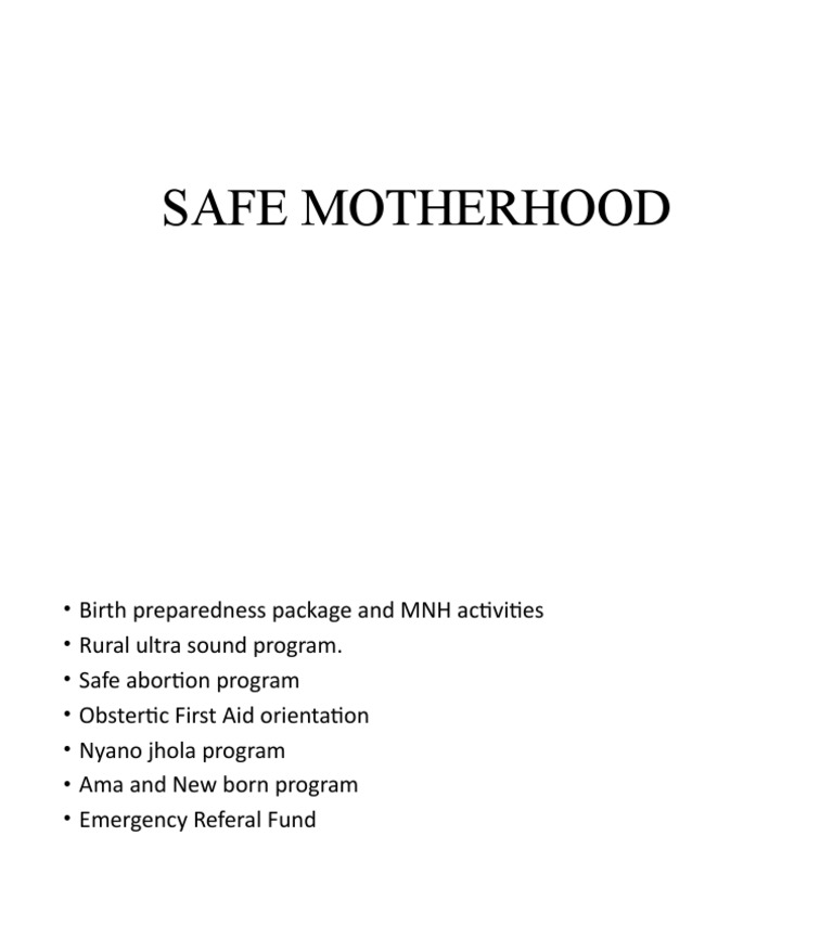 Safe Motherhood Pdf