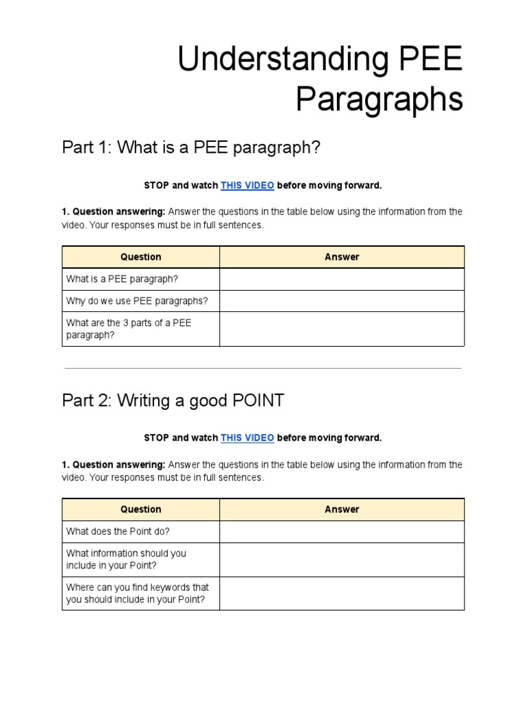 Mastering PEE Paragraphs Guide | PDF | Question | Emotions