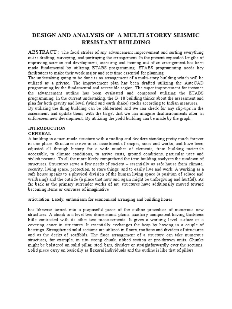 Seismic Design of G+10 Residential Building | PDF | Nature