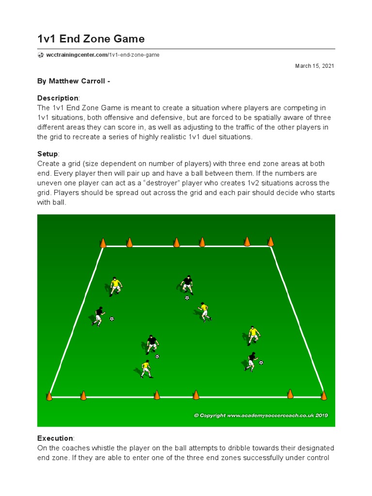 1v1 End Zone Game - World Class Coaching Training Center | PDF